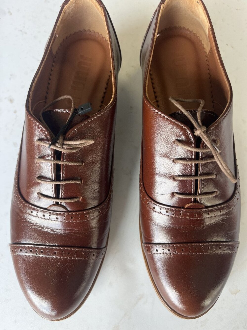 Women's brown leather lace-up brogues, oxford shoes, EU 41